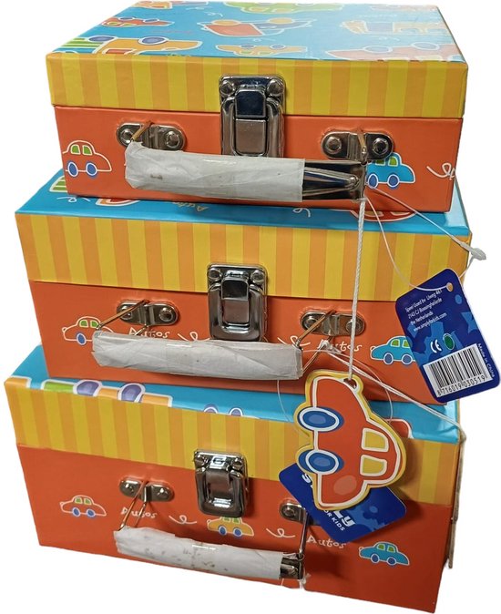 Kinder koffertjes set - 3 delig - Model Auto - Simply fot Kids - koffer