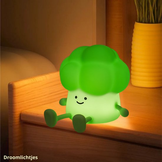 Kinder Nachtlampje | Broccoli | Timer | Veilig voor Kinderen | Nachtlampje Baby | Zacht Siliconen | Dimbaar | Telefoonhouder | Draadloos | Babykamer Verlichting | USB Oplaadbaar | LED | Slaaphulp | Duurzaam | Bedlampje | Kindvriendelijk | Fruit
