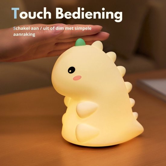 Kinder Nachtlampje Dinosaurus - Nachtlampje Baby - Met aanraaksensor- Veilig voor kinderen - USB Oplaadbaar - Dimbaar - LED - Slaap Maatjes van Slaap Maatjes
