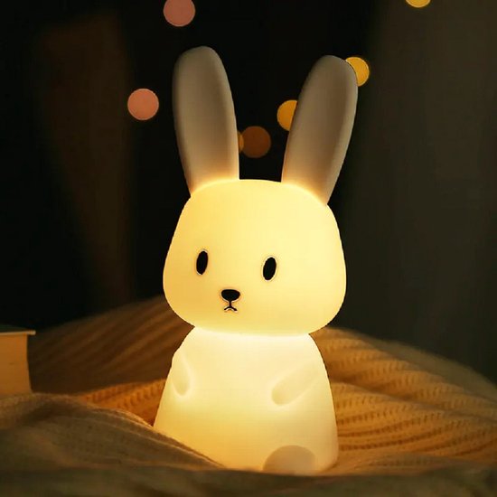Kinder nachtlampje - Konijn - USB oplaadbaar kinderlampje| LED - nachtlampje - Multicolor - Babykamer verlichting - Kindvriendelijk - Lapin | van Merkloos