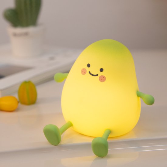 Kinder Nachtlampje - Mango - Timer - Veilig voor Kinderen - Nachtlampje Baby - Zacht Siliconen - Dimbaar - Telefoonhouder - Draadloos - Babykamer Verlichting - USB Oplaadbaar - LED - Slaaphulp Kinderen - Bedlampje - Kindvriendelijk - Fruit - Duurzaam van kinder
