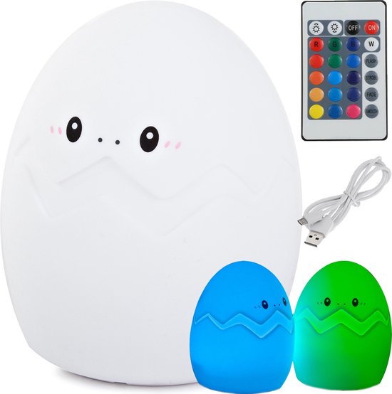 Kinder nachtlampje | Timer | veilig voor kinderen | USB oplaadbaar | LED | Ei | RGB kleuren| Dimbaar | Babykamer verlichting van Amezzu