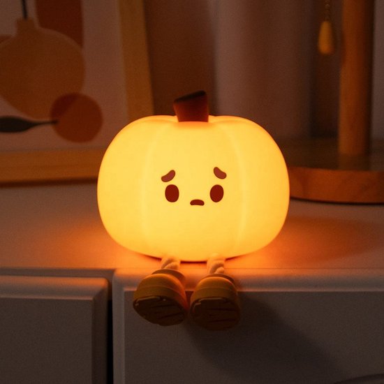 Kinder nachtlampje - veilig voor kinderen - USB oplaadbaar - Schattig pompoen nachtlampje - RGB kleuren - met 3 helderheidsniveaus - Babykamer verlichting van Merkloos