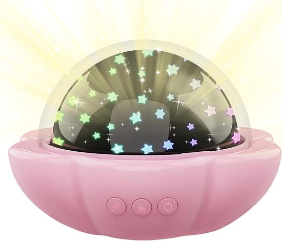 Kinder Projector Lamp - Nachtlamp Sterrenhemel - Sfeer Creëren - Geruisloos Oogcomfort - 13x13x9cm - Roze