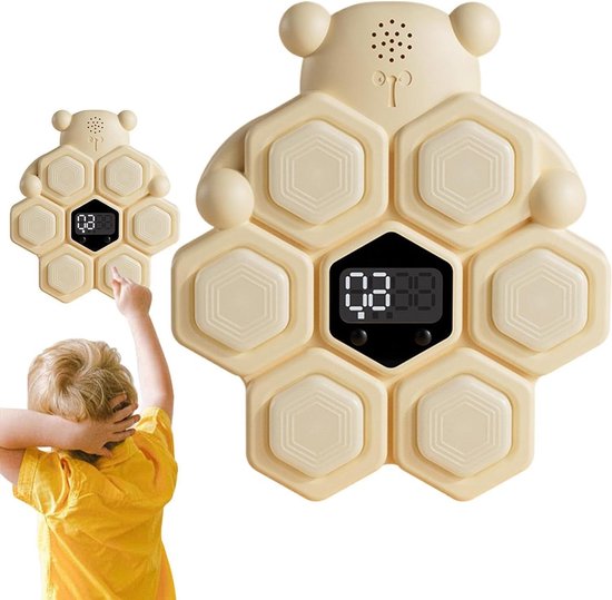 Kinder springteller - Hoogtetrainer interactief - Actief spelen - LED-display aanraakbediening - 25.5 x 22.5 cm - Geel