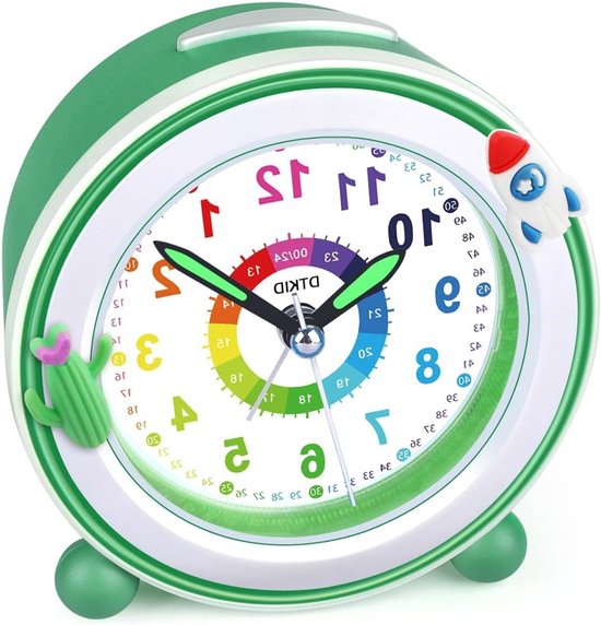 Kinder Wekker - Analoge Klok Kinderen - Tijd Leren - Stil Quartz Uurwerk - 8.5 x 3.81 x 8.5 cm