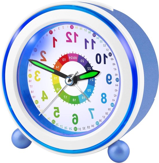 Kinder Wekker Analoog - Stille Wekker Kinderen - Tijd Leren - Zonder Tick-Tock - 9 x 9 x 4.8 cm
