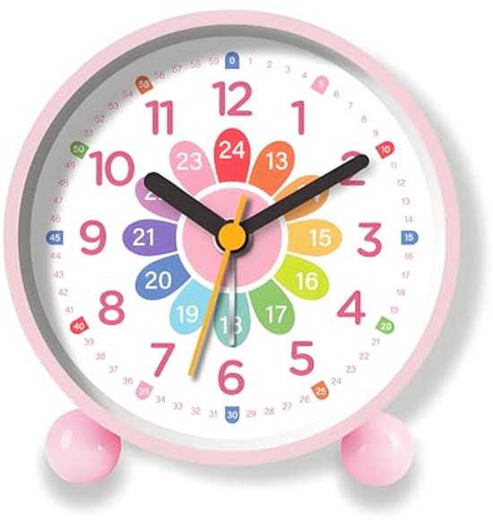 Kinder wekker met nachtlampje en zachte wekbeltoon – analoge leerwekker van Dalber