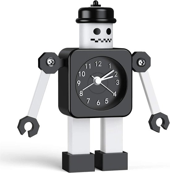 Kinder Wekker - Robot Klok - Tijd Leren - Stil Zonder Tikken - Ronde Vorm - Blauw