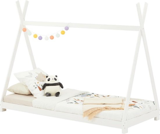 Kinderbed Tipi - Speelhuis bed - Zelfstandig slapen - Massief grenenhout - 90x200 cm - Wit