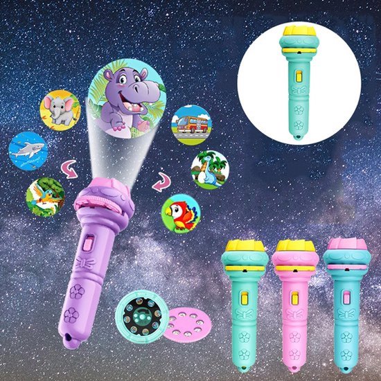 Kinderen Projector Zaklamp met 10 Dia’s - Educatief Speelgoed, Nachtlampje, Mini Beamer voor Peuters, Interactief Cadeau, Multifunctioneel Lichtspeelgoed - Groen van Merkloos