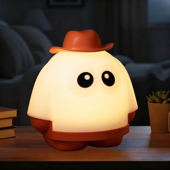 Kindergeestennachtlampje - Oplaadbaar spooklicht - Dimbaar horrorlicht - Schattig babykamerlampje - Draagbaar slaapnachtlampje - Leuk cadeau voor baby's en tieners - Ook geschikt als kantoordecoratie - Oranje - Schoencadeautjes sinterklaas van Merkloos