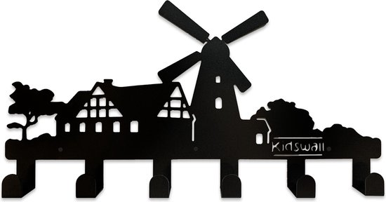 Kinderkapstok - boerderij - Kinderkapstok haakjes - Babykamer Kapstokken - babykamer - 6 haken - design Kapstokken - Inclusief bevestigingsmateriaal - Wandkapstok - Babykameraccessoires - Kinderkamer haakjes - Zwart - Modern van Kidswall