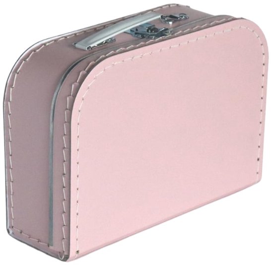 Kinderkoffer 25cm Licht roze - Logeerkoffer - Kartonnen koffer - Kinder koffertje kartonnen - Speelkoffer - Poppenkoffer - Opbergen - Cadeau - Decoratie