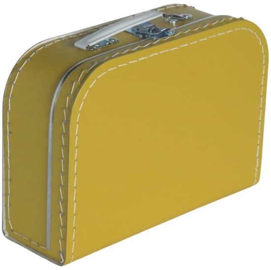 Kinderkoffer 25cm Okergeel - Logeerkoffer - Kartonnen koffer - Kinder koffertje kartonnen - Speelkoffer - Poppenkoffer - Opbergen - Cadeau - Decoratie