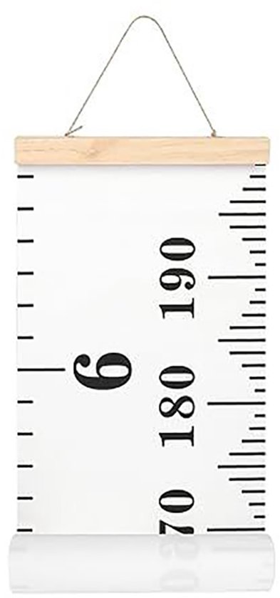 Kindermeetlat - Groeimeter voor kinderen - maatmeter - 20*200 cm - Wandmontage - Decoratie kinderkamer - Meetliniaal voor baby's, meisjes, jongens - Wit