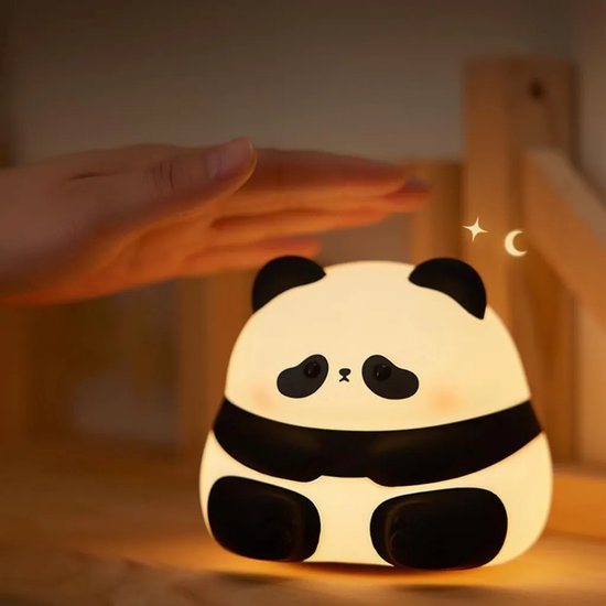 Kindernachtlampje met pandadesign, warm wit licht, met timer van 15/30 minuten, werkt op batterijen, geschikt voor slaapkamers en studentenkamers. van Lunaoo