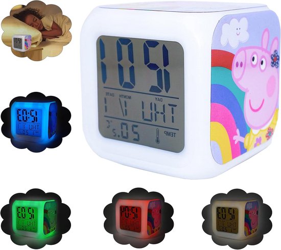 Kinderprojector Klok - Nachtlamp Wekker - Kamer Decoratie - Met Datum Temperatuur - 8 x 8 cm - Wit