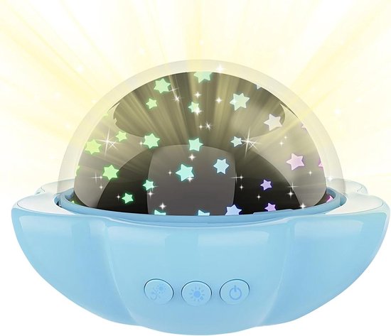Kinderprojector Nachtlamp - Sterrenhemel Projector - Slaapkamer Verlichting - Dubbele Thema Kappen - 12 x 18 x 12 cm - Blauw