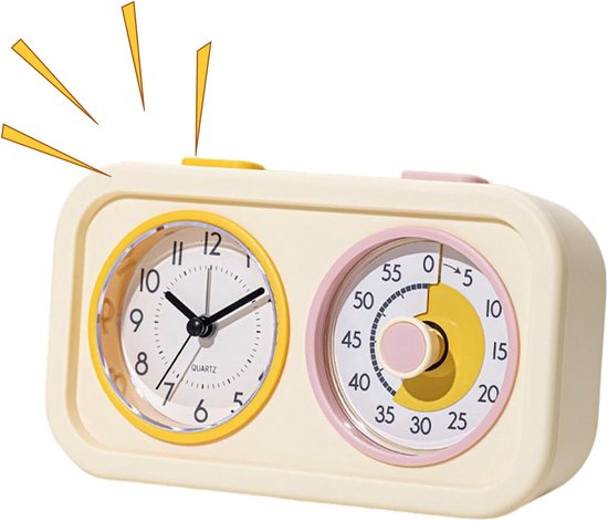 Kindertimer Visueel - Tijdmanagement Hulp - Dagelijkse Routines - Stil Alarm - 6 x 12 x 6 cm - Geel