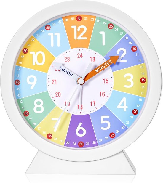 Kinderwekker 15 cm - leerklok - geen tikken - ideaal voor kinderen - ShopVlot