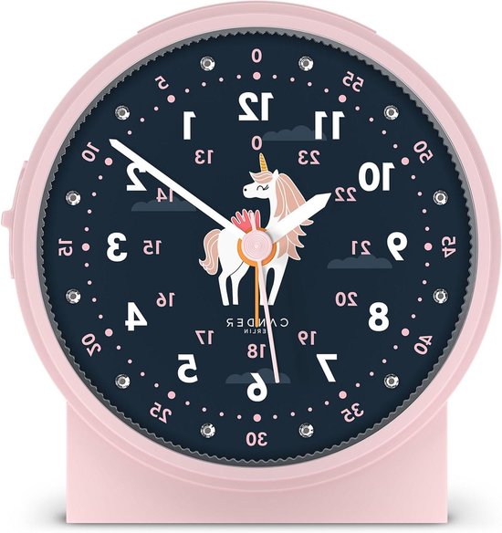 Kinderwekker Analoog - Eenhoorn Klok - Kinderkamer Decoratie - Geruisloos Sweep Uurwerk - 108 cm Diameter - Roze