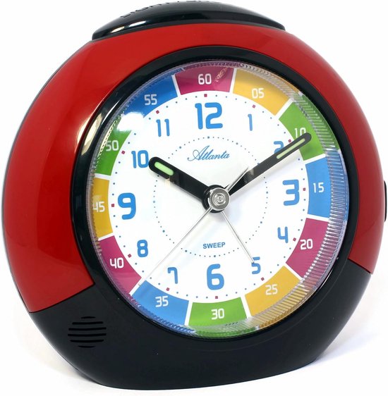 Kinderwekker Analoog - Kind Tijd Leren - Wakker Worden - Lichtknop Crescendo Alarm - 11 x 10 cm - Rood van Merkloos