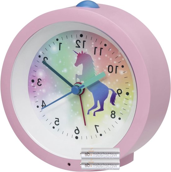 Kinderwekker Analoog - Kinderklokje Tafelklokje - Tijd Leren Lezen - Stille Veegbeweging - 10.5 cm - Roze