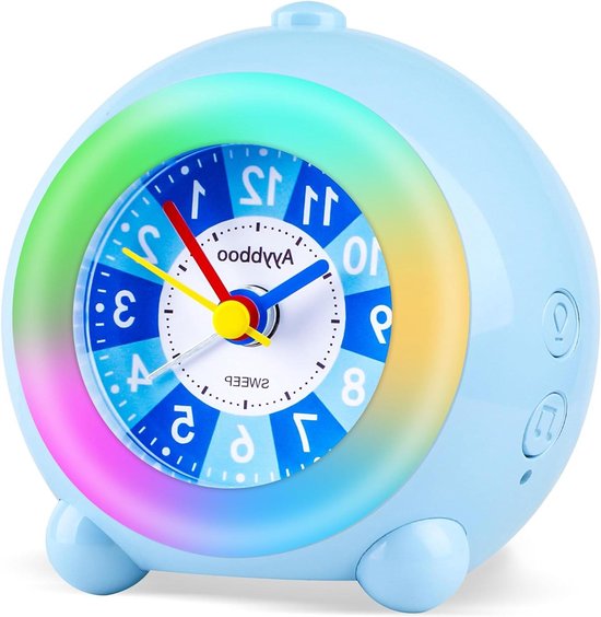 Kinderwekker Analoog - Kinderwekker Zonder Tikken - Kinderen Leren Tijd - Zacht Nachtlampje - 85 cm - Perzik