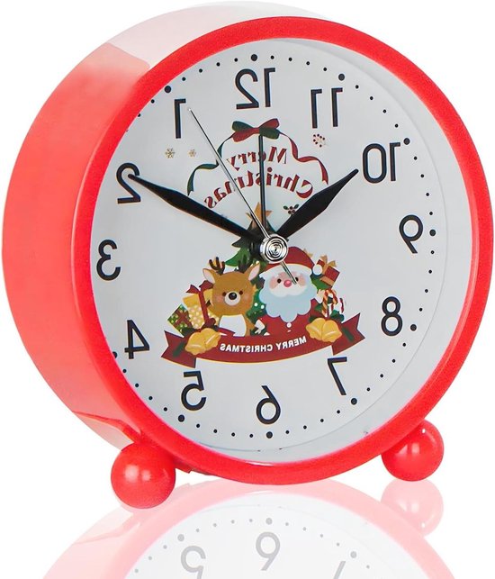 Kinderwekker Analoog - Leerwekker Kinderen - Tijd Leren - Stil Tikkend Geluid - 11 x 10 cm - Rood