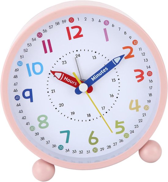 Kinderwekker Analoog - Stille Klok - Kinderen Leren - Groot Cijfer Display - 11.5 cm - Meerdere Kleuren