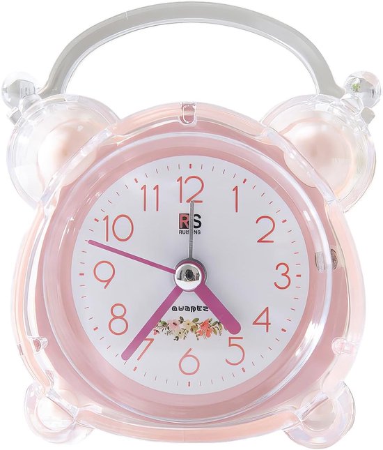 Kinderwekker Analoog - Stille Klok - Wakker Worden - Stil Uurwerk - 9 x 105 cm - Lichtroze