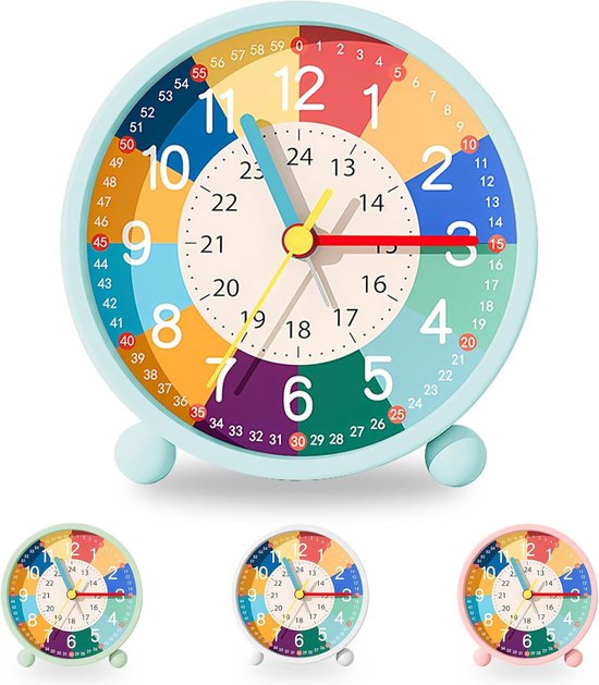 Kinderwekker Analoog zonder Tikken met Nachtlampje - Ideaal voor de Eerste Schooldag