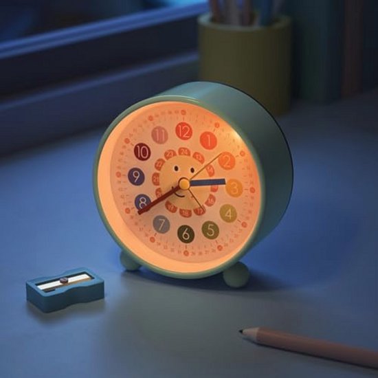 Kinderwekker analoog zonder tikken met nachtlampje voor schoolbeginners