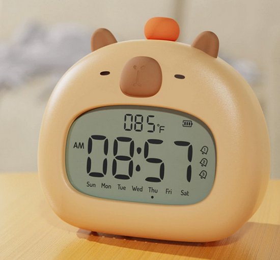Kinderwekker - Capybara-wekker - Slaaptrainer - met Nachtlamp - 120x78x112 mm