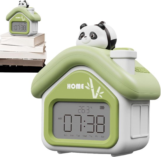 Kinderwekker Cartoon - Digitale Klok Peuter - Gewoontes Opbouwen - Met Nachtlamp Functie - 95 cm Breed - Groen