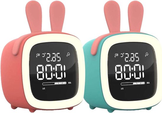 Kinderwekker Cartoon - Slaaptrainer Peuters - Gezonde Slaap - Temperatuur Sensor - 12.8 cm - Wit
