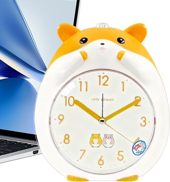 Kinderwekker Dier - Tafelklok Luidspreker - Wakker Worden - Speels Design - 133B cm - Geel