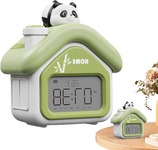 Kinderwekker Digitaal - Cartoon Klok - Gestructureerde Dag - Zacht Nachtlampje - 95 cm Breed - Groen