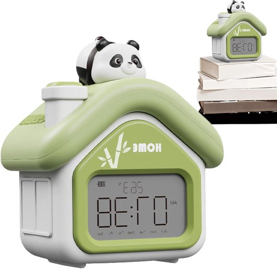 Kinderwekker Digitaal - Cartoon Klok - Slaapkamer Decoratie - Kindvriendelijk Educatief - 95 cm Breed - Groen