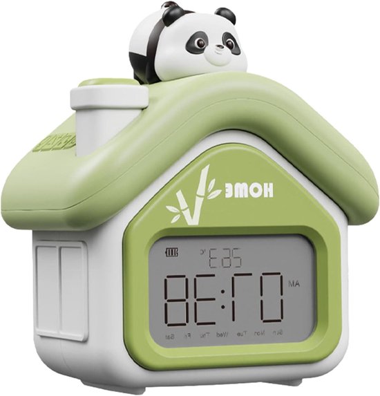 Kinderwekker Digitaal - Nachtlamp Klok - Kinderkamer Inrichten - Zacht Alarm - 95 cm Breed - Groen