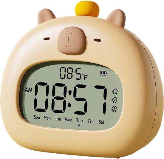 Kinderwekker - Digitale Klok - Onafhankelijk Slapen - Schattig Nachtlampje - 12 x 7.8 x 11 cm - Geel