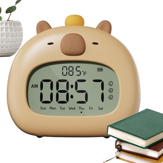 Kinderwekker - Digitale Klok - Slaaproutine Leren - Met Nachtlampje - 12 cm Breed - Standaard