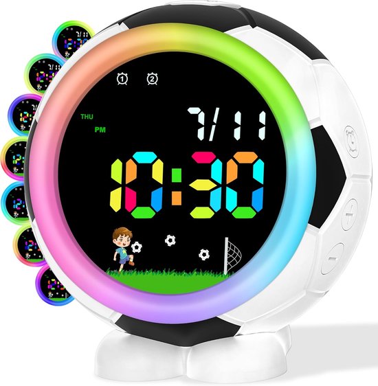 Kinderwekker - Digitale Klok - Wakker Worden - Met Nachtlampje - Klein Formaat - Zwart
