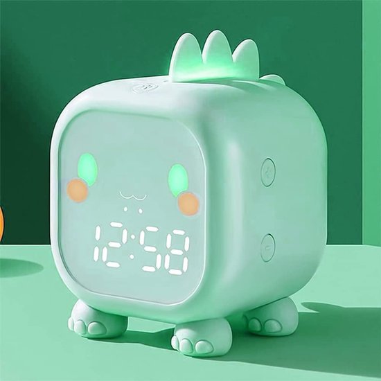 Kinderwekker - Digitale Klok - Wakker Worden - Met Nachtlampje - USB Oplaadbaar - Groen