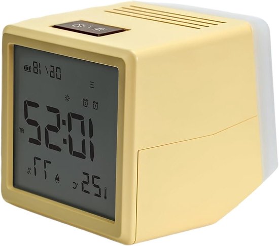 Kinderwekker - Digitale wekker Slaaptrainer - Goede slaapgewoonten - Schattig blokontwerp - 10 cm - Lichtgeel