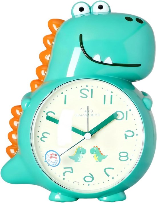 Kinderwekker Dinosaurus - Kinderslaapklok Dieren - Kinderen Wakker Maken - Interactieve Spraakherinneringen - 13.3 cm Breed - Groen