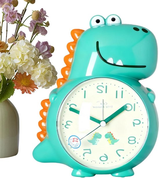 Kinderwekker Dinosaurus - Wekker met Geluid - Ochtenden Opstaan - Interactieve Spraaksignalen - 19.5cm breed - Groen