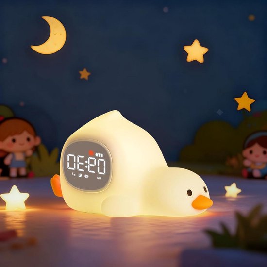 Kinderwekker Eend - Slaaptrainer Nachtlampje - Gezonde Slaap Leren - Zonsopgang Simulatie - S Formaat - Wit