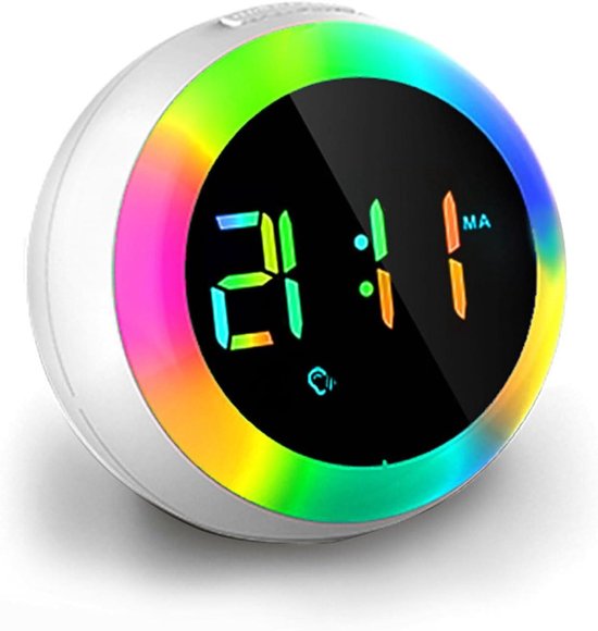 Kinderwekker Geluidsmachine - Slaaptraining Klok - Kind Kamers - Kleuren Nachtlampje - 107 x 85 mm - Meerdere Kleuren